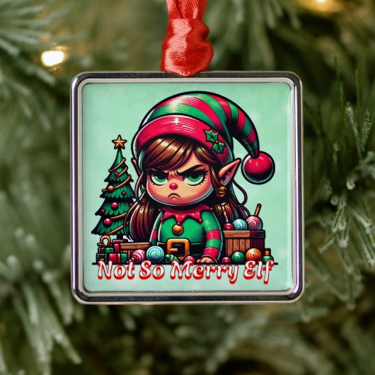 Funny Grumpy Elf Weihnachten Ornament Aus Metall (Baum)