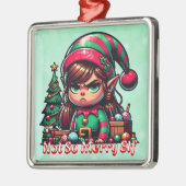 Funny Grumpy Elf Weihnachten Ornament Aus Metall (Links)