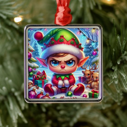 Funny Grumpy Elf Weihnachten Ornament Aus Metall (Baum)