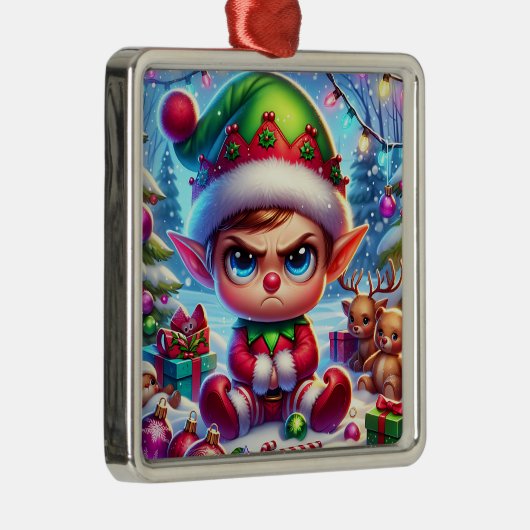 Funny Grumpy Elf Weihnachten Ornament Aus Metall (Rechts)