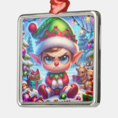 Funny Grumpy Elf Weihnachten Ornament Aus Metall (Links)