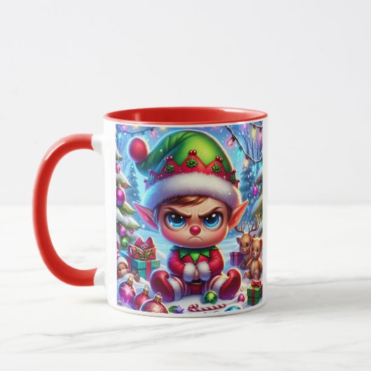 Funny Grumpy Elf Weihnachten Tasse (Links)