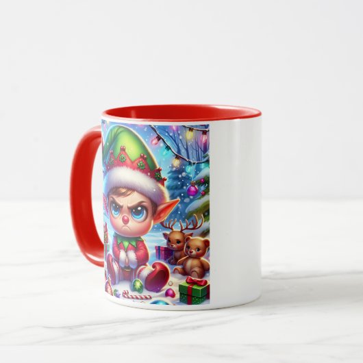 Funny Grumpy Elf Weihnachten Tasse (Vorderseite Links)
