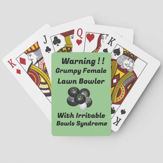 Funny Grumpy Female Lawn Bowler, Spielkarten (Rückseite)