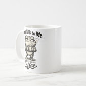 Funny Grumpy Frog Drinking Coffee Kaffeetasse (Vorderseite Links)
