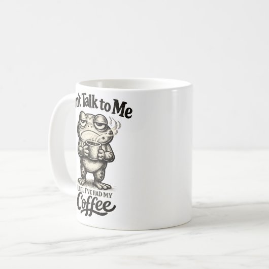 Funny Grumpy Frog Drinking Coffee Kaffeetasse (Vorderseite Links)