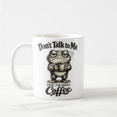 Funny Grumpy Frog Drinking Coffee Kaffeetasse (Links)