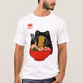 Funny Grumpy Frog Eat Ramen und Scroll Phone Art T-Shirt (Vorderseite)