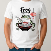 Funny Grumpy Frog Eat Ramen und Scroll Phone Art T-Shirt