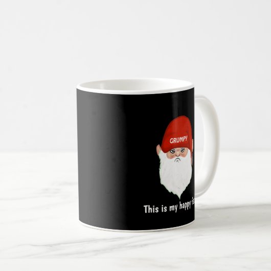 Funny Grumpy Gnome Face on Black Kaffeetasse (VorderseiteRechts)