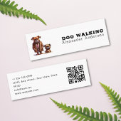 Funny Grumpy Hund Walking Haustier QR Code Sitzen Mini Visitenkarte