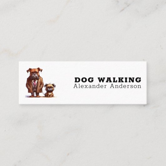 Funny Grumpy Hund Walking Haustier QR Code Sitzen Mini Visitenkarte (Vorderseite)