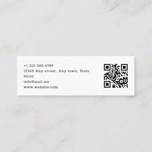 Funny Grumpy Hund Walking Haustier QR Code Sitzen Mini Visitenkarte (Rückseite)