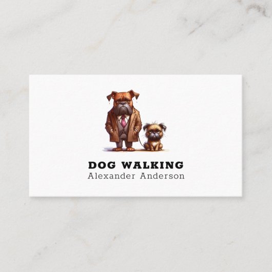 Funny Grumpy Hund Walking Haustier QR Code Sitzen Visitenkarte (Vorderseite)