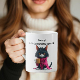 Funny Grumpy Katze in einem Robe und Kaffee Black Kaffeetasse