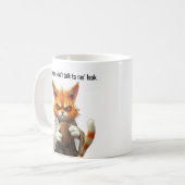 Funny Grumpy Katze in einem Robe und Kaffee Orange Kaffeetasse (Vorderseite Links)