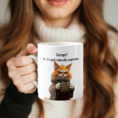 Funny Grumpy Katze in einem Robe und Kaffee Orange Kaffeetasse