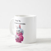 Funny Grumpy Katze in einem Robe und Kaffee Weiße Kaffeetasse (Vorderseite Links)
