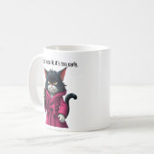 Funny Grumpy Katze in einer Robe und Kaffee-Black Kaffeetasse (Vorderseite Links)
