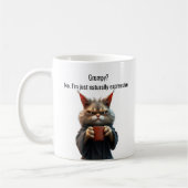 Funny Grumpy Katze in einer Robe und Kaffee Kaffeetasse (Links)