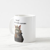 Funny Grumpy Katze in einer Robe und Kaffee Kaffeetasse (Vorderseite Links)