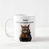 Funny Grumpy Katze in einer Robe und Kaffee Kaffeetasse (Links)