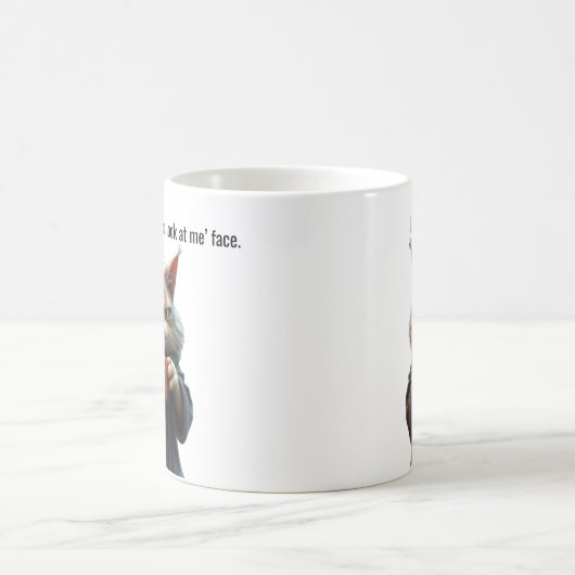 Funny Grumpy Katze in einer Robe und Kaffee Kaffeetasse (Mittel)