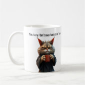 Funny Grumpy Katze in einer Robe und Kaffee Kaffeetasse (Links)