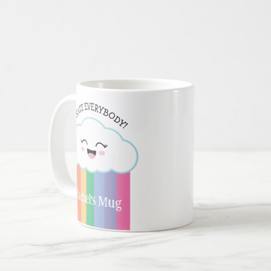 Funny Grumpy Kawaii Cloud and Rainbows Kaffeetasse (Vorderseite Links)