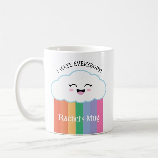 Funny Grumpy Kawaii Cloud and Rainbows Kaffeetasse (Links)