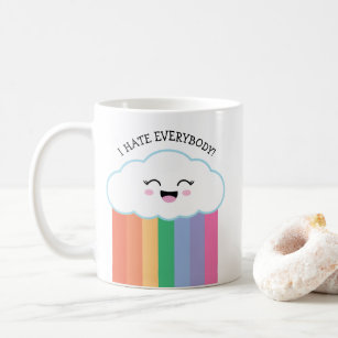 Funny Grumpy Kawaii Cloud and Rainbows Kaffeetasse