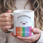 Funny Grumpy Kawaii Cloud and Rainbows Kaffeetasse