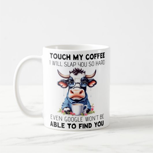 Funny Grumpy Kuh Zitat Kaffeetasse (Links)