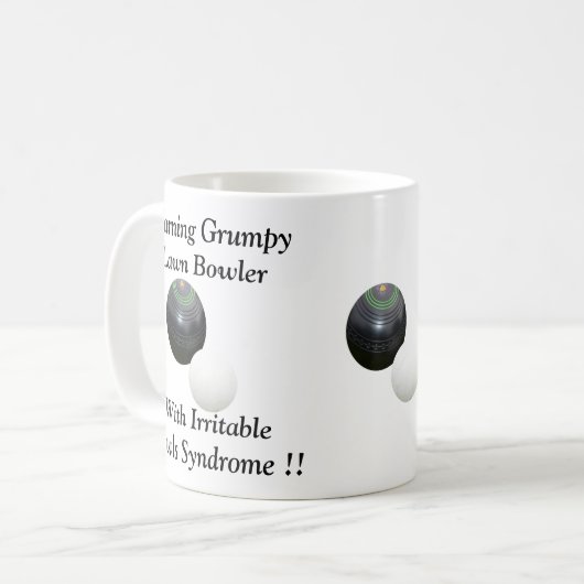 Funny Grumpy Lawn Bowler, Kaffeetasse (Vorderseite Links)