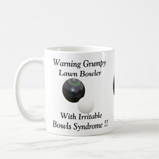 Funny Grumpy Lawn Bowler, Kaffeetasse (Links)
