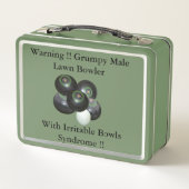 Funny Grumpy Lawn Bowler, Metal Lunch Box (Rückseite)