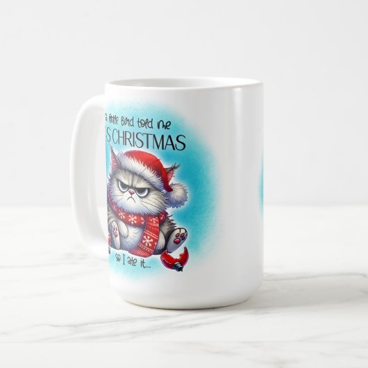 Funny Grumpy Mad Kitty Christmas | Coffee Mug Kaffeetasse (Vorderseite Links)