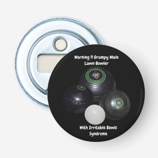 Funny Grumpy Male Lawn Bowler, Flaschenöffner (Vorderseite)