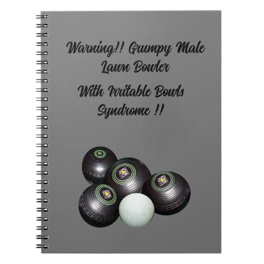Funny Grumpy Male Lawn Bowler, Notebook Notizblock (Vorderseite)
