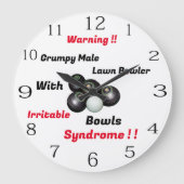 Funny Grumpy Male Lawn Bowler, Wall Clock Große Wanduhr (Vorderseite)
