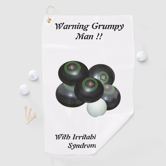 Funny Grumpy Man at Lawn Bowls Design, Golfhandtuch (Insitu)