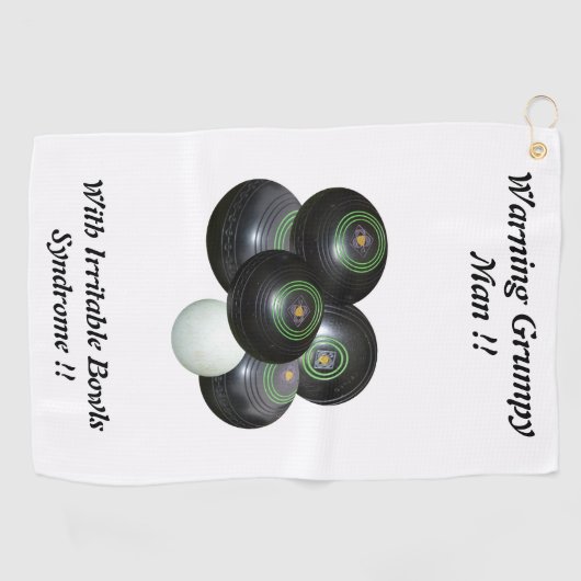 Funny Grumpy Man at Lawn Bowls Design, Golfhandtuch (Horizontal)