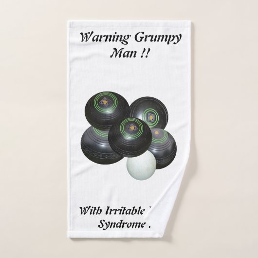 Funny Grumpy Man at Lawn Bowls Design, Handtuch (Handtuch)