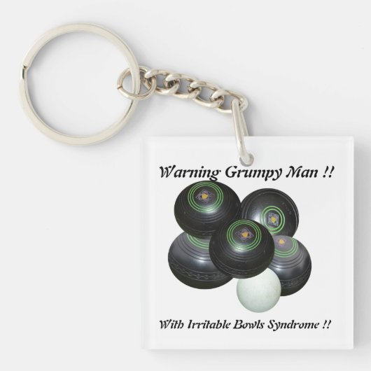 Funny Grumpy Man at Lawn Bowls Design, Schlüsselanhänger (Vorderseite)