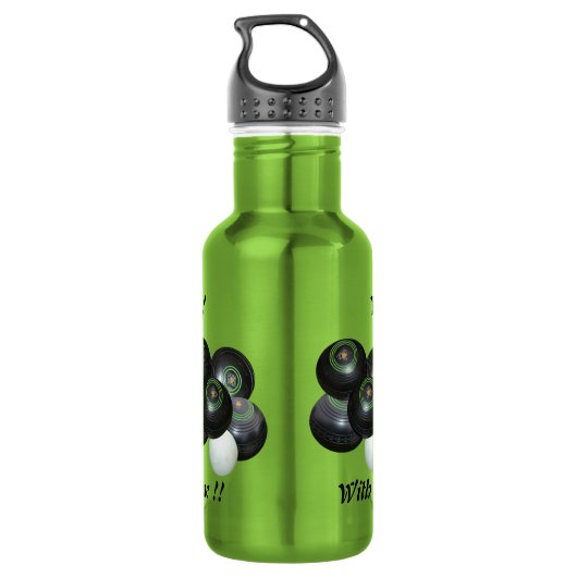 Funny Grumpy Man at Lawn Bowls, Wasserflasche (Rückseite)