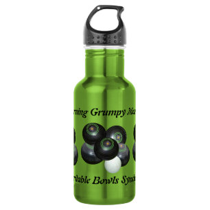 Funny Grumpy Man at Lawn Bowls, Wasserflasche