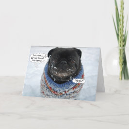 Funny Grumpy Mops Weihnachtskarte Feiertagskarte