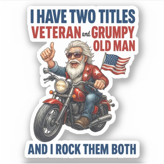 Funny Grumpy Old Man Veteran Motorrad Aufkleber (Vorderseite)