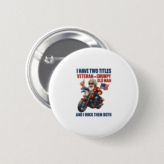 Funny Grumpy Old Man Veteran Motorrad Button (Vorne & Hinten)