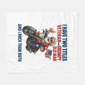 Funny Grumpy Old Man Veteran Motorrad Fleecedecke (Vorderseite (Horizontal))